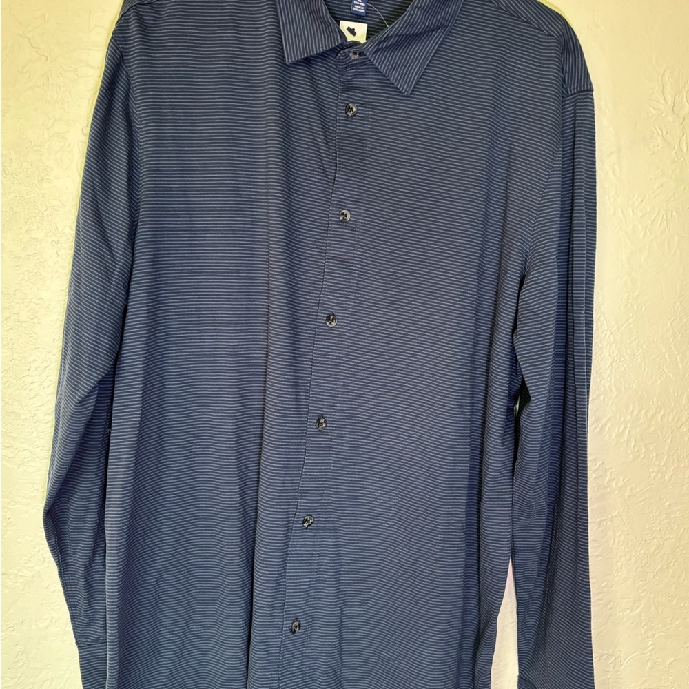George Men's Navy Blue Striped Knit Shirt
